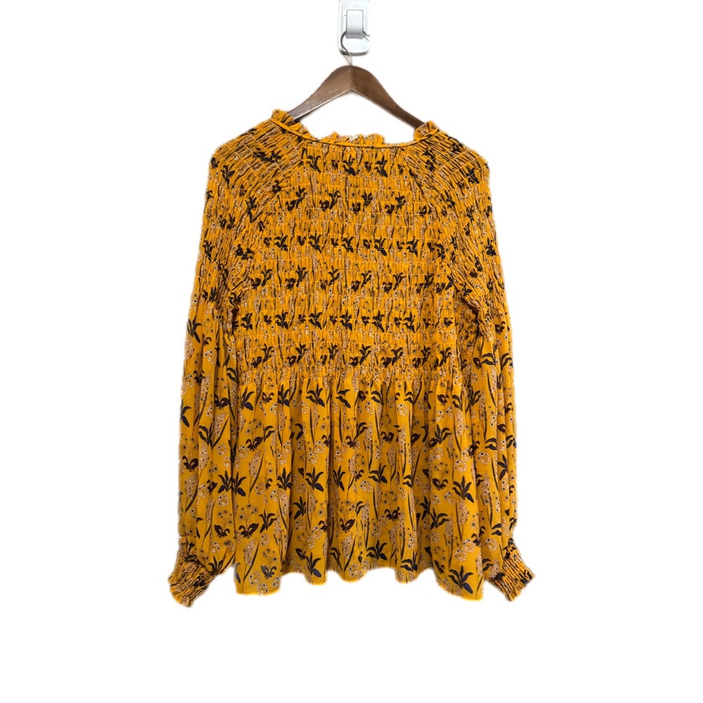 Rose‎ + Olive Smocked Floral Blouse Womens Size M Mustard Yellow Excellent Boho - Picture 7 of 8